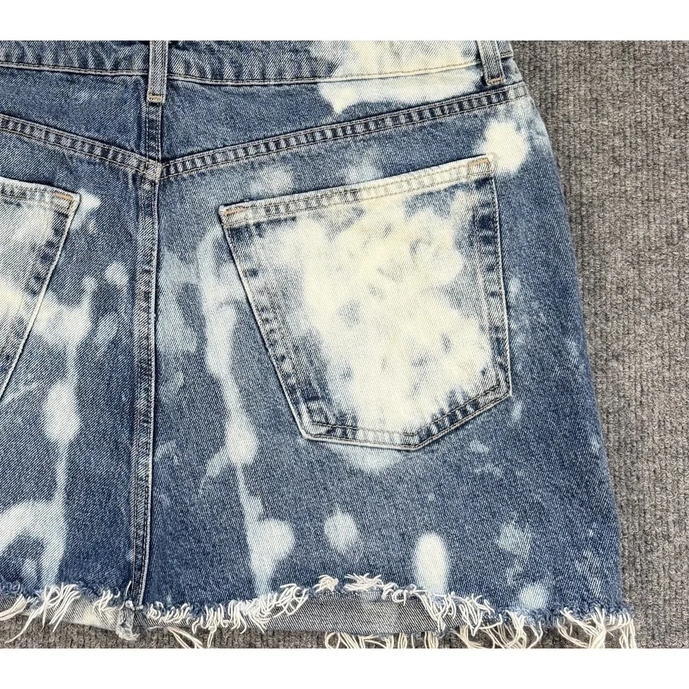 Top shop Dad Denim Distressed Acid Washed Skirt 14